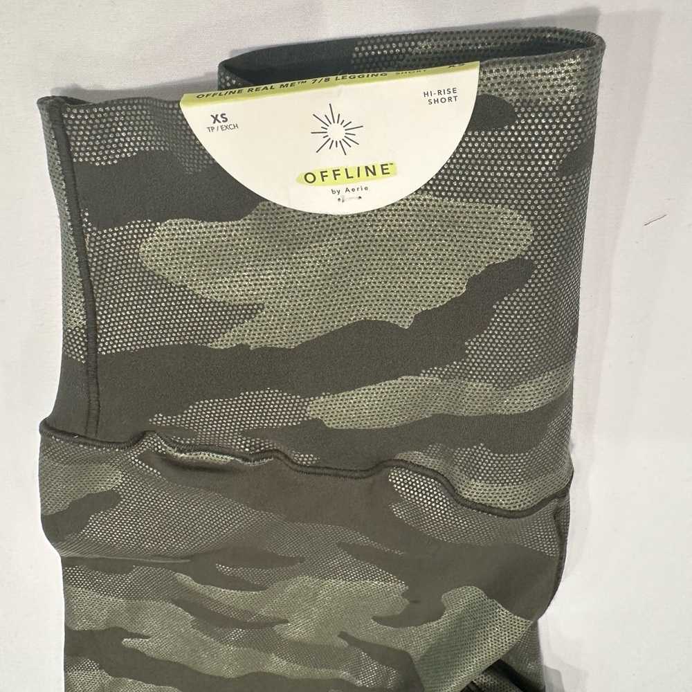 NWL XS High Rise Short Olive Daze Offline by Aerie Camouflage Leggings